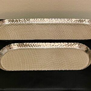 Set of 2 Gold Hammered Serving Trays